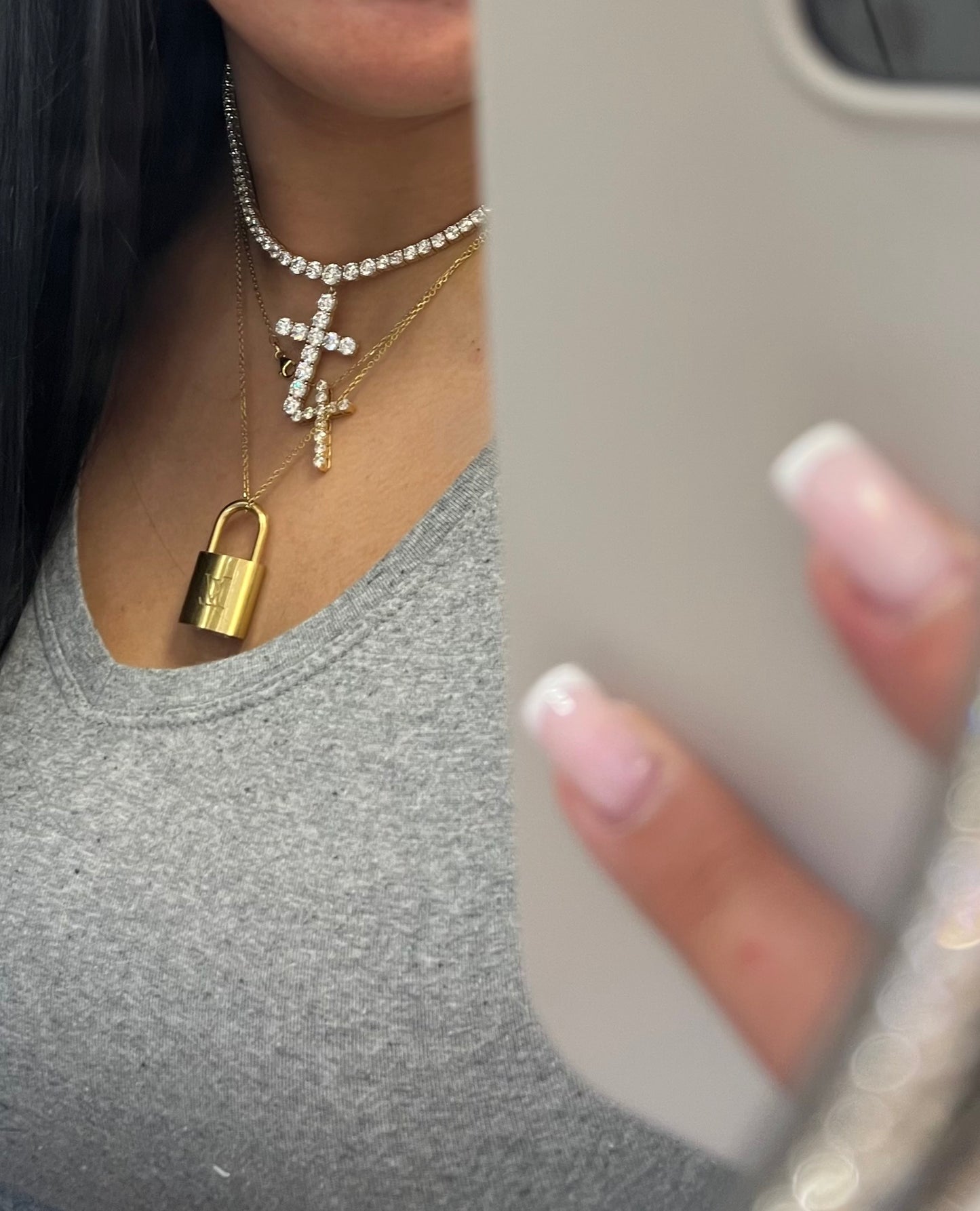 Iced Cross Tennis Necklace