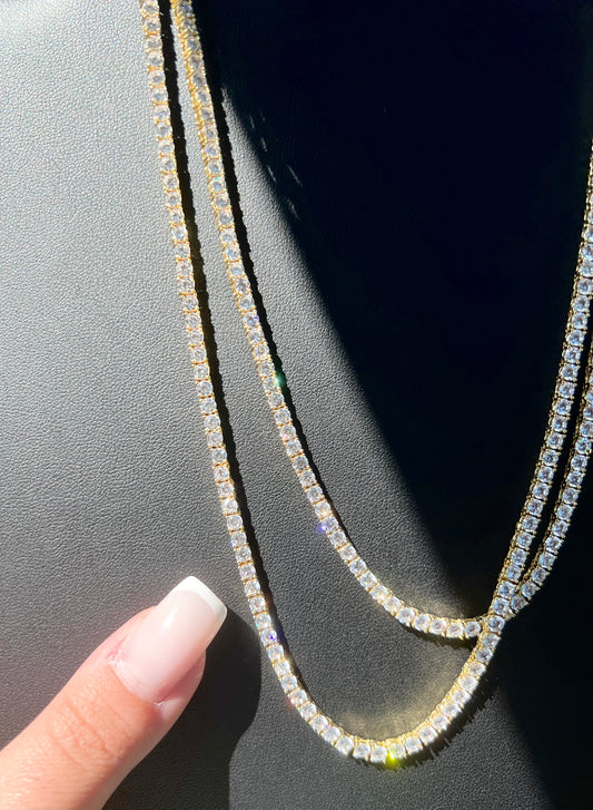Gold Setting Tennis Necklace