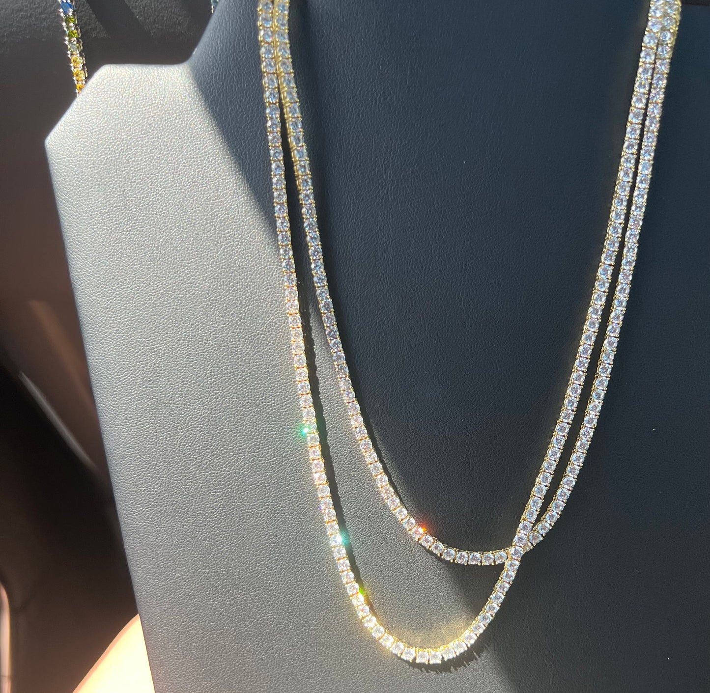 Gold Setting Tennis Necklace