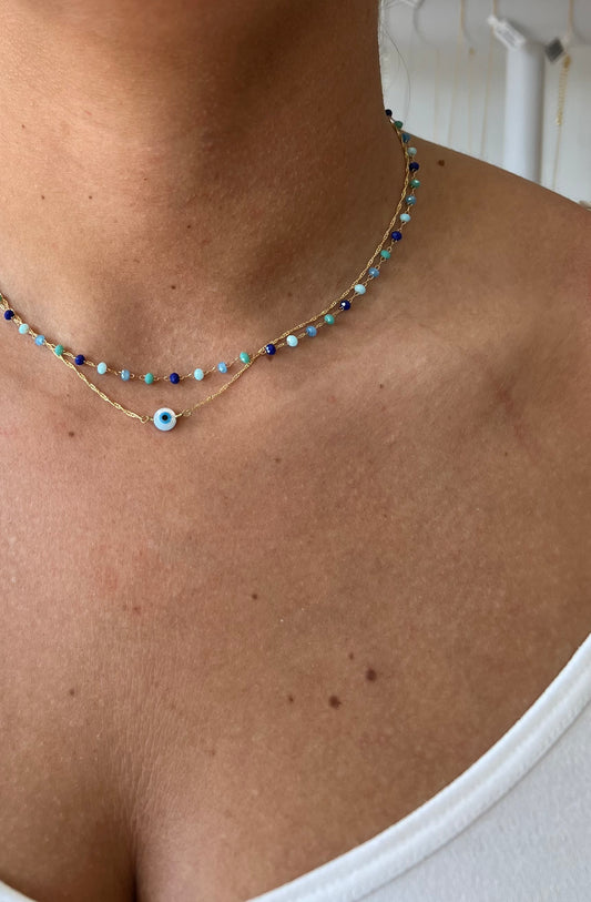 Dainty Blue Beaded Necklace