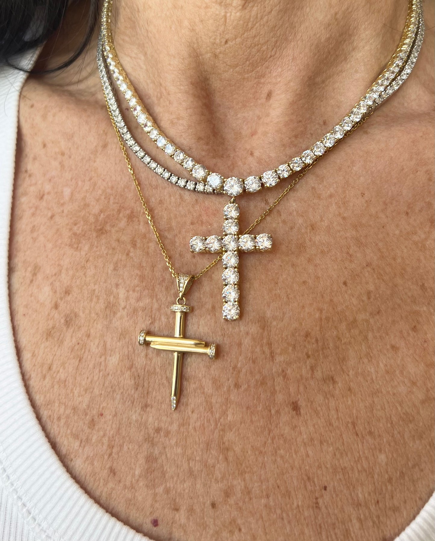 Iced Cross Tennis Necklace